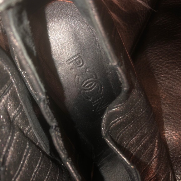 Authentic CHANEL Metallic Round Toe Booties - 8 - Picture 6 of 9